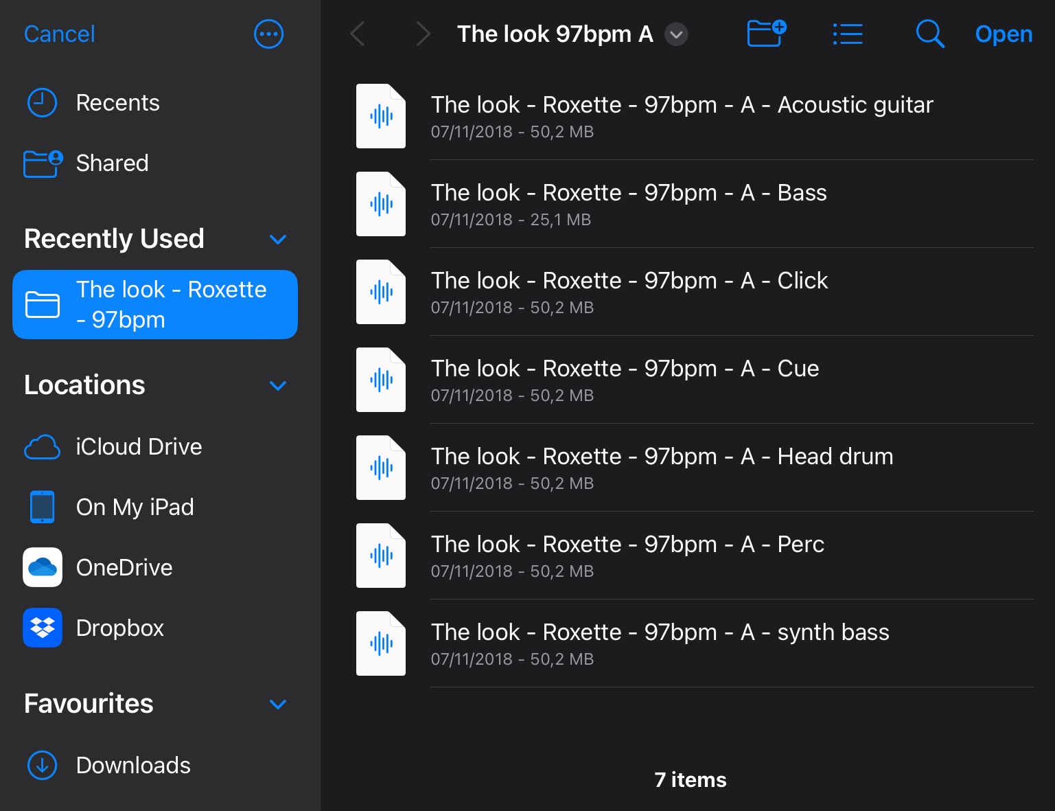 Import from Files: song folder with multitrack WAV stems